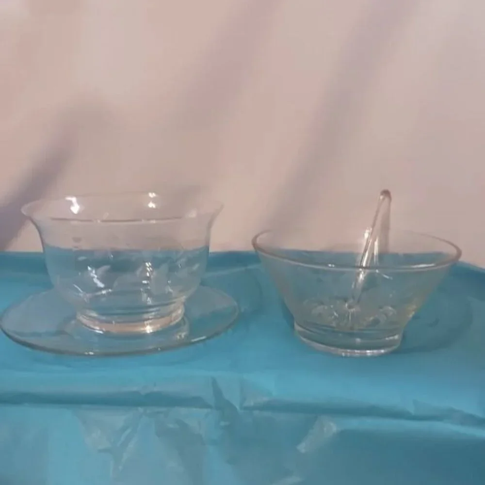 Princess house heritage  set of 4 bowls plate and ladle